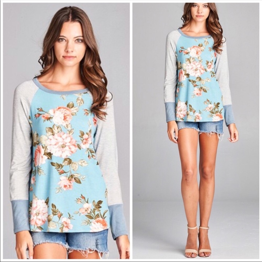Summer Floral elbow patch Jersey knit top 🌸